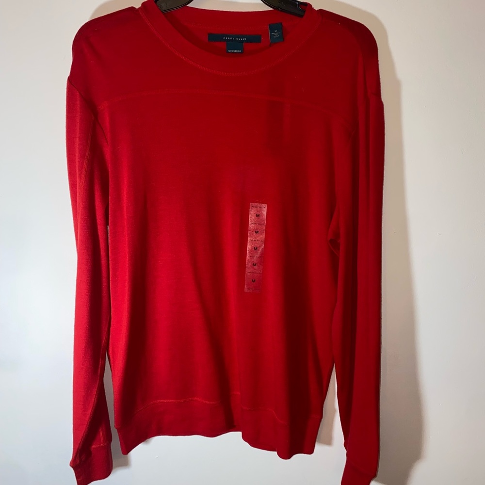 Long Sleeve Red Perry Ellis Shirt